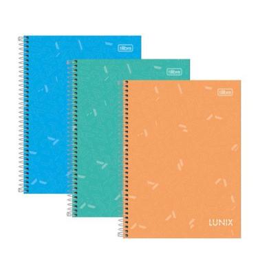 Imagem de Kit 3 Cadernos Capa Dura 10 Matérias 160fls Lunix Tilibra, Azul Claro/