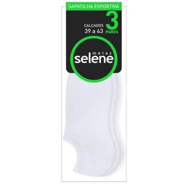 Imagem de Kit 3 Pares Meia Sapatilha Invisível Masculina - SELENE, Branco, U