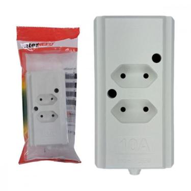 Imagem de Tomada Barra Interneed 2 Polos Branca 10A. Dupla, Branco