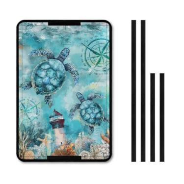 Imagem de HUISEFOR Persianas de janela de porta RV tartaruga marinha para interior trailer de viagem azul persiana blecaute para janela 40,6 x 61 cm proteção contra raios UV presente para férias