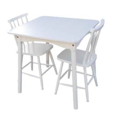 Imagem de Jogo de Jantar Colonial Brisa Mesa 80x80cm Branca + 02 Cadeiras Branca