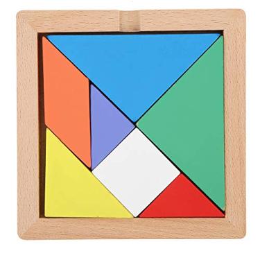 Imagem de Quebra-cabeças de madeira, brinquedos educativos para crianças Brinquedo colorido engraçado para provocações de cérebro Tangram de madeira para treinamento