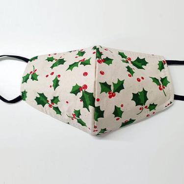 Imagem de Máscara facial de tecido extravagante jogada azevinho branco 1 cada por Giftscircle (pacote com 2)