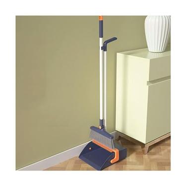 Imagem de Conjunto moderno de vassoura rotativa e pá de lixo escova de limpeza com pá de lixo dobrável para lobby interno conveniente