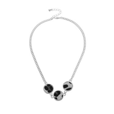 Imagem de colobublie Colar gargantilha de couro com estampa de leopardo, banhado a ouro, prata, estampa animal, crina de cavalo, disco redondo, moeda, corrente geométrica, colar para mulheres, estilo ocidental,