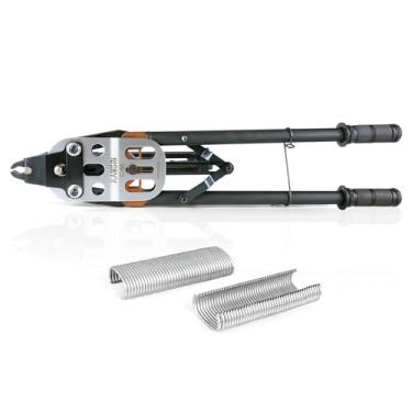 Imagem de KAMSIN Alicate de anel de porco manual de calibre 11 C50 1-1/2 polegada coroa anel de porco grampeador de anel C 13,5-14 mm diâmetro de fechamento grampeador de anel de porco para gaiolas de arame