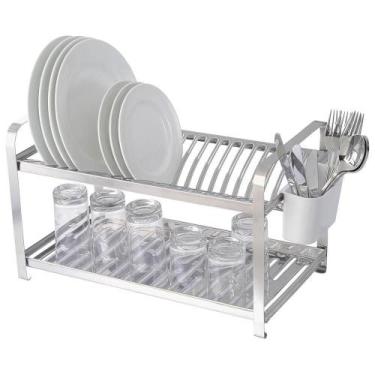 Imagem de Escorredor de Pratos Inox com Porta Talheres - CASAMIGA - Domum
