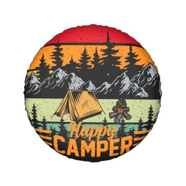 Imagem de Capas de pneu sobressalentes Funny Happy Camping Protetor de roda para caminhão, SUV, Trailer, Camping, Rv Capas de pneu 43 cm