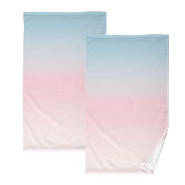 Imagem de Blush Horizon Gradient-27 Toalhas de banho de algodão 2 peças, toalhas de mão pequenas, toalhas de banho absorventes, toalhas de banho de secagem rápida, toalhas decorativas para banheiro, cozinha