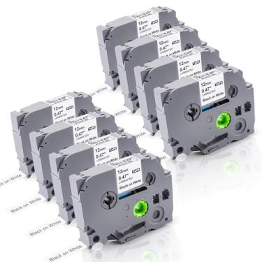 Imagem de Pacote com 8 fitas para etiquetar TZe-231 compatível com Brother P-Touch TZE231 TZ-231 TZe TZ 12 mm 0,47 fita de etiqueta branca laminada para PT-D210 PT-D220 PT-D200 PT-H110 PT-D400 PT-D600