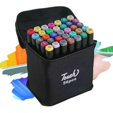 Imagem de Kit de Canetas Coloridas, 36 Unidades, Ponta Dupla Brush Pen e Fina, Canetas touch, Canetinhas coloridas, marcador com Estojo Preto ou transparente para Desenho e Escrita