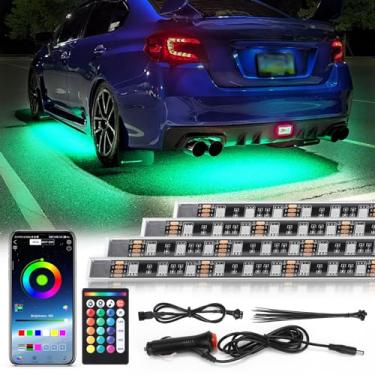 Imagem de 4 Pods RGB LED Rock Lights para caminhões Jeep ATV UTV carrinho de golfe off-froad, decoração de Natal exterior à prova d'água neon carro luzes underglow com controle App/RF modo de música aviso de