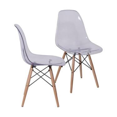 Imagem de Kit 2 Cadeiras Eames Base de Madeira Incolor