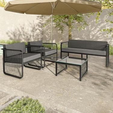 Imagem de Conjunto 2 Poltronas 1 Namoradeira e 1 Mesa de Centro Santiago em Alum