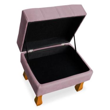 Imagem de Puff decorativo retrô baú 60cm suede - SRJ IMÓVEIS, ROSÊ