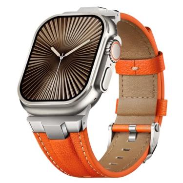 Imagem de Suitisbest Pulseiras de couro compatível com Apple Watch Ultra de 49 mm, 46 mm, 45 mm, 44 mm e 42 mm, pulseira de couro genuíno para iWatch séries 11, 10, 9, 8, 7, 6, 5, 4, 3, 2, 1, SE 3 2 1, Ultra 3