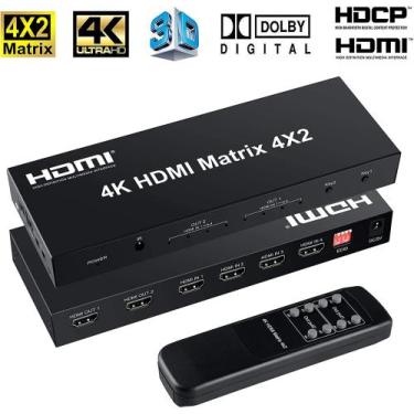Imagem de Splitter Switch Matriz 2x4 Hdmi 4k 2k Ultra Full Hd 3d Fonte - 2x4 4k 