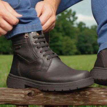 Imagem de Bota Coturno Masculino Cadarço Zíper Motoqueiro Palmilha Gel - SDS STO