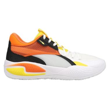 Imagem de PUMA Men's Court Rider Basketball Shoes (Black (9, Puma White/Carrot, Numeric_9)