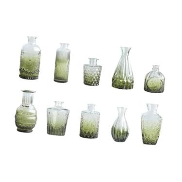 Imagem de IEUDNS 10x Vasos de vidro para arranjos florais, recipientes decorativos criativos para plantas, estante, escritório, sala de estar, Verde
