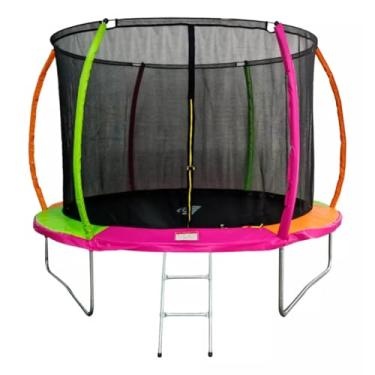 Imagem de Cama Elástica Trampolim Curvo 3,05m Infantil com Rede de Proteção Diversão para Crianças Suporta até 250kg
