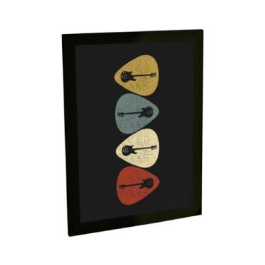 Imagem de Quadro Decorativo Violão E Guitarra Ilustração Palhetas Musica