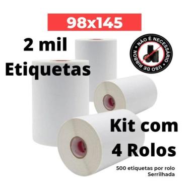 Imagem de KIT 2 MIL ETIQUETAS TÉRMICAS 98 X 145 corresponde a 10X15 - PAMPA