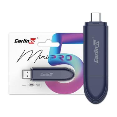 Imagem de Carlinkit Adaptador sem fio MINI SE PRO para CarPlay com fio OEM e Android Auto com fio OEM, compatível com iOS 10 e Android 10 e superior, conexão rápida, sem latência - azul escuro