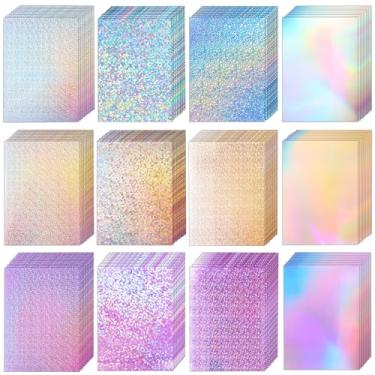 Imagem de 120 folhas de papelão holográfico 8,5 x 11, 250 gsm/42 kg, papel espelhado iridescente brilhante brilhante para artesanato, decoração de festas, álbum de recortes