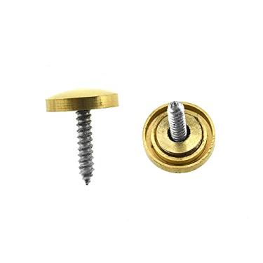 Imagem de Hahiyo Parafusos espelhados de diâmetro de 16 mm, aço inoxidável escovado, sólido, fácil de instalar, de latão, decorativos, pregos dourados, 8 pares para espelhos de banheiro, painéis, cozinha, teto, artesanato, artesanato