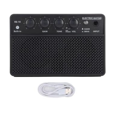 Imagem de QANYEGN Amp de guitarra, amplificador de guitarra de plástico recarregável de 10W, amplificador de guitarra elétrica portátil para prática diária interna, pequeno show
