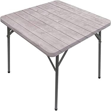 Imagem de CESGFC Toalha de mesa quadrada de madeira, estampa de textura de prancha de madeira, borda elástica, capa de mesa de jantar interna/externa, adequada para mesa quadrada de 112 x 111 cm