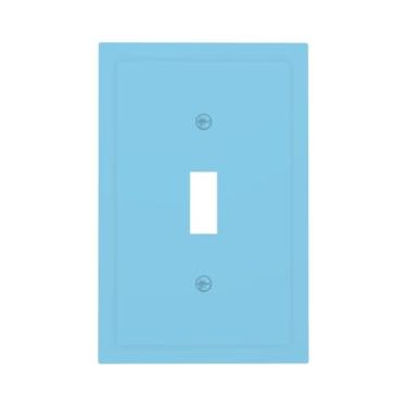 Imagem de LOLREAI Placa de proteção para interruptor de luz, azul celeste, 1 gangue, capa de placa de parede com interruptor único, capas decorativas para placa de interruptor, placa frontal elétrica para