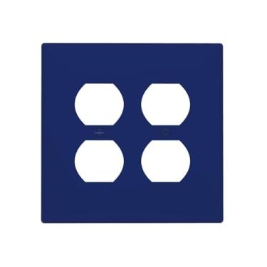 Imagem de LOLREAI Placa de proteção para interruptor de luz, azul marinho, 2 soquetes, placas de parede duplex, placas de interruptor e capas de tomada para banheiro, quarto, decoração de casa