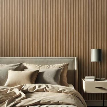 Imagem de Papel de Parede Madeira Ripado Adesivo Decorativo Ripas de Madeira Lavável Autocolante 5m x 45cm