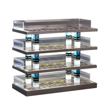 Imagem de Almencla 1/64 Vitrine de estacionamento Diecast Garagem de carro com ornamento de luz Layout decorativo Liga Modelo de carro Brinquedo Suporte de exibição, 4 Camadas