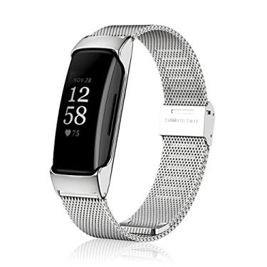 Imagem de MIJOBS Pulseira para Fitbit Inspire 2, pulseiras de substituição de pulseira de metal de aço inoxidável à prova d'água acessórios para Inspire 2 mulheres e homens