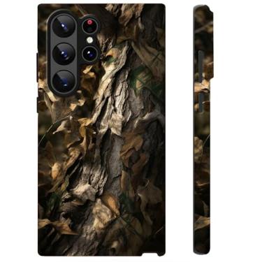 Imagem de BWEGRHE Capa de telefone de folha de camuflagem para Samsung Galaxy S25 Ultra, capa robusta à prova de choque de camada dupla com TPU macio + PC rígido, antiarranhões e ajuste fino sem fio compatível