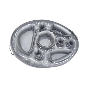 Imagem de simhoa Suporte flutuante para bebidas na piscina, bar inflável, acessório para piscina, portátil, bandeja para bebidas geladas na água para festas no verão