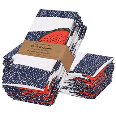 Imagem de RUVANTI Conjunto De 12 Guardanapos Pano 100% Algodão, 45X45 Cm, Laváveis, Macios E Absorventes, Para Festas, Natal, Ação Graças, Casamentos Jantares - Watermalon