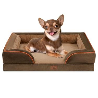 Imagem de Comfort Expression Cama para cães pequenos, impermeável, com espuma ortopédica, sofá-cama confortável para animais de estimação com capa removível lavável e fundo antiderrapante (PP, marrom)