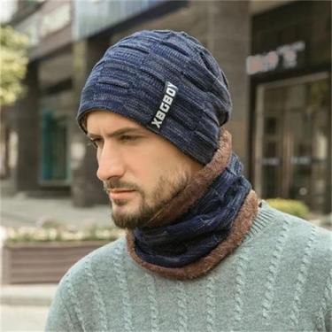 Imagem de Kit Touca Boina Gorro Cachecol Gola Beanie Forrada Lã Inverno Frio Uni