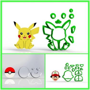 Imagem de Cortador Kit Pokemon 3 Modelos Modular 7 Cm