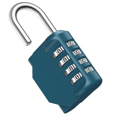 Imagem de Puroma Fechadura de combinação de 4 dígitos à prova d'água cadeado seguro ao ar livre para armários de academia, caixas de ferramentas, portões, cercas, armazenamento, armários esportivos, armários