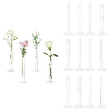 Imagem de Glasseam Vaso de botão de vidro para centros de mesa, vasos de flores transparentes a granel de 16 peças de centro de mesa de casamento simples pequeno - decorações de mesa de casamento modernas e
