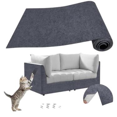 Imagem de Arranhador Adesivo para Gatos Protetor Carpete 30x200cm, Protetor de Móveis e Sofá Cinza Escuro
