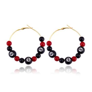 Imagem de Brincos pretos de 8 bolas para fãs de bilhar da sorte acessórios para melhores amigas, presentes de aniversário para namorada, amiga, brincos de bilhar, Small, Resina, Sem pedra preciosa