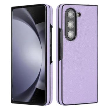 Imagem de Capa para Galaxy Z Fold6 em couro granulado rígido, à prova de choque e proteção contra quedas (para Galaxy Z Fold6/roxa)