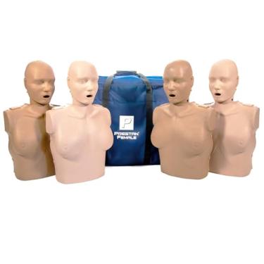 Imagem de Prestan Prestan Manequim Profissional Feminino Adulto Com Feedback De Rcp, Pacote Com 4 (2 Manequins Médios E 2 Escuros); Inclui 50 Bolsas De Proteção Facial/Pulmão Para Adultos, Bolsa De Transporte