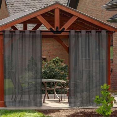 Imagem de ZEOPLE Cortinas transparentes brancas de 2 painéis para pátio, Cortina de privacidade com filtro solar de voil, Impermeável e resistente ao desbotamento(Dark Gray,W132x L243cm/52x96in)